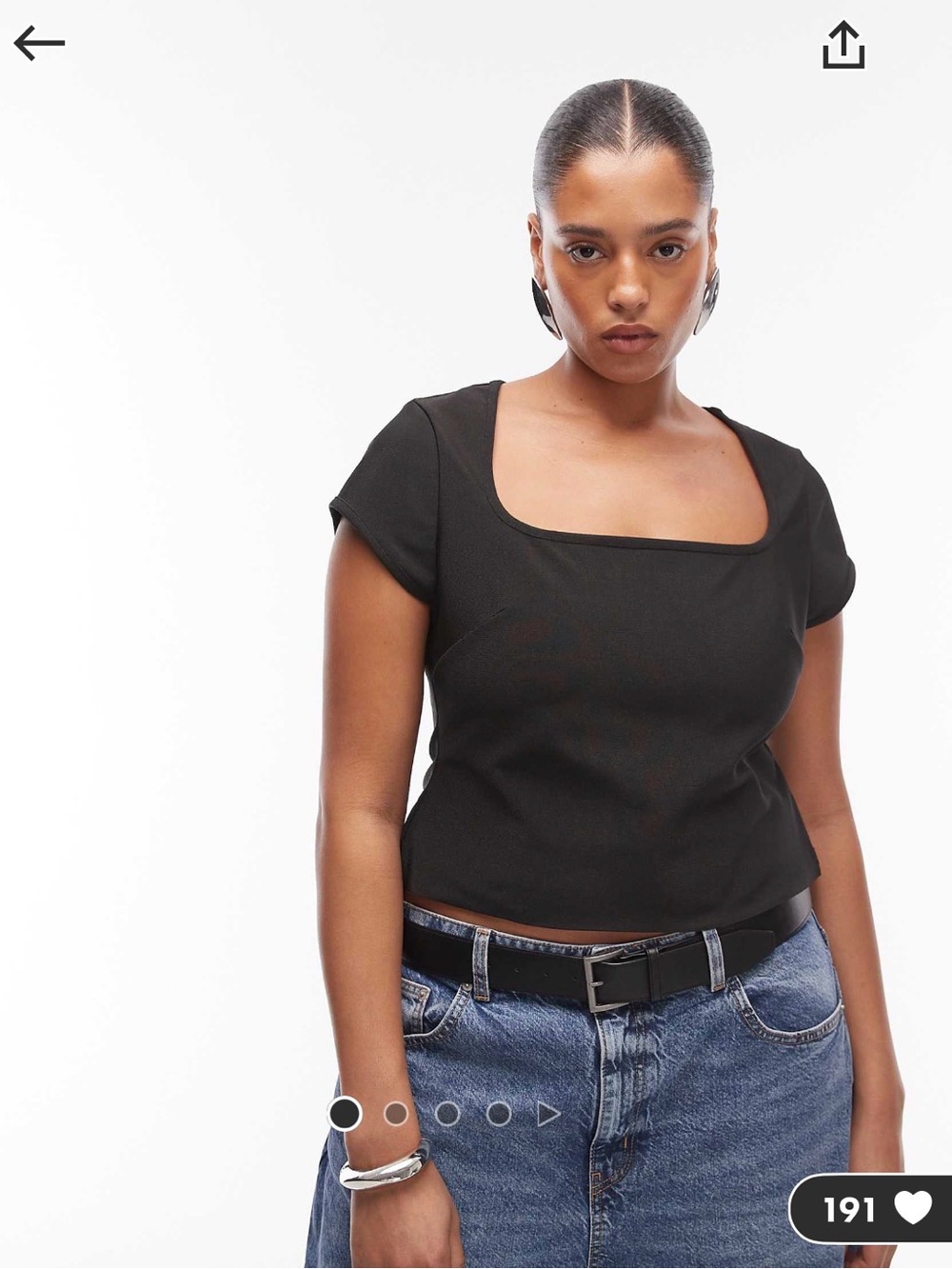 NWT ASOS DESIGN Curve cap sleeve square neck bandage top in black